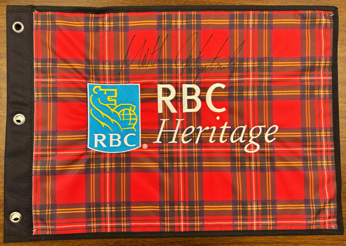 Matt Fitzpatrick signed RBC Heritage Golf Flag-2023 - Red Plaid