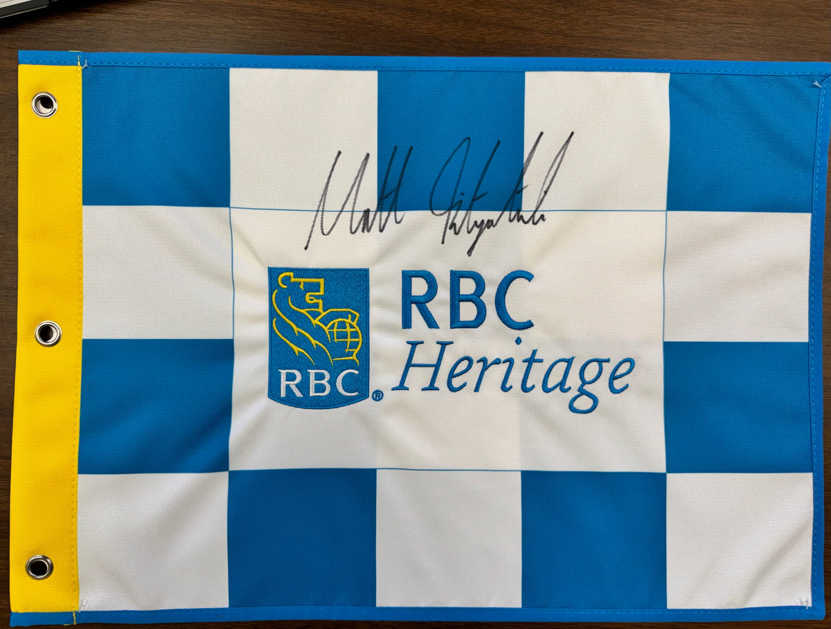 Matt Fitzpatrick signed RBC Heritage Golf Flag - Blue Check