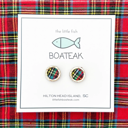 Plaid Nation Porthole Stud Earrings