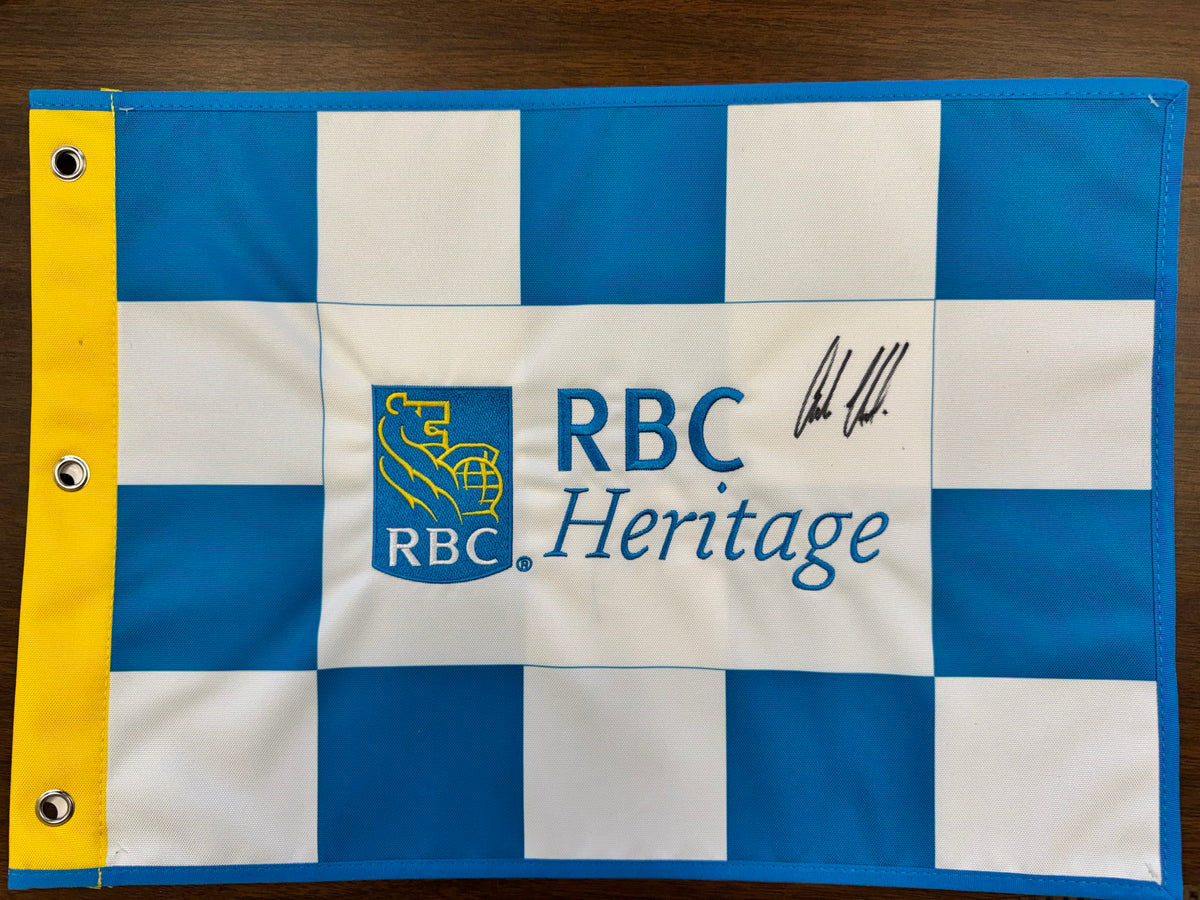 Adam Hadwin signed RBC Heritage Golf Flag-2023 - Blue Check