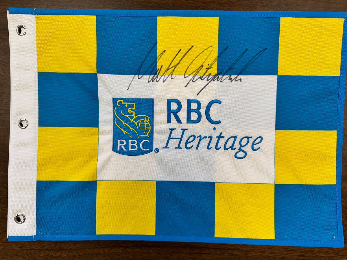 Matt Fitzpatrick signed RBC Heritage Golf Flag-2023 - Blue & Yellow Check